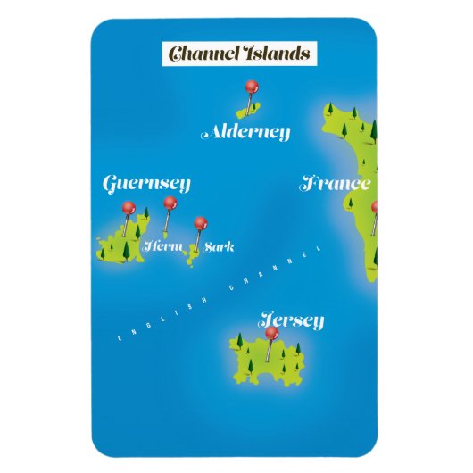 Magnet Flexible Poster de Channel Islands Map. (Vertical)