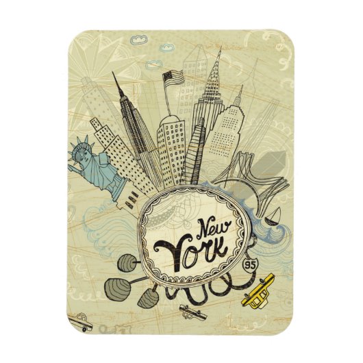 Magnet Flexible Poster de New York Doodle (Vertical)