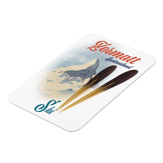 Magnet Flexible poster de ski vintage Zermatt Suisse (Côté Gauche)