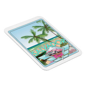 Magnet Flexible poster de voyage à la vintage Salvador Brésil.