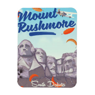 Magnet Flexible Poster de voyage de Mount Rushmore Vintage Style.