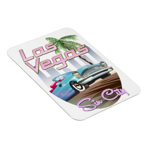 Magnet Flexible Poster de voyage des années 1980 de Sin city Las V