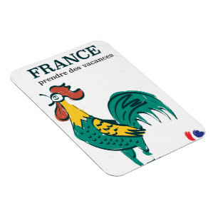 Magnet Flexible Poster de voyage vintage du coq en France
