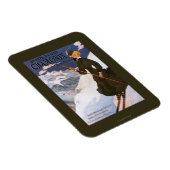 Magnet Flexible Poster d'une femme en ski vert (Côté Droit)