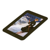 Magnet Flexible Poster d'une femme en ski vert (Côté Gauche)