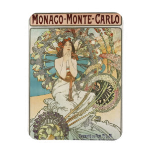 Magnet Flexible Poster Mont-Carlo vintage par Alphonse Mucha