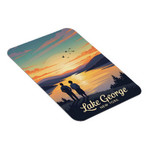 Magnet Flexible Poster vintage du lac George New York