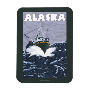 Magnet Flexible Poster Vintage voyage de bateau de l'Alaska