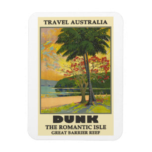 Magnet Flexible Poster Vintage voyage de Dunk Island, Australie