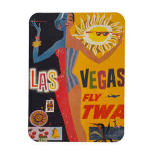 Magnet Flexible Poster Vintage voyage Pour Vol Twa À Las Vegas