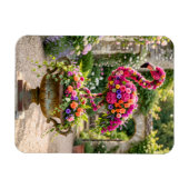 Magnet Flexible Pot de topiaire de flamant rose et fleurs tropical (Horizontal)