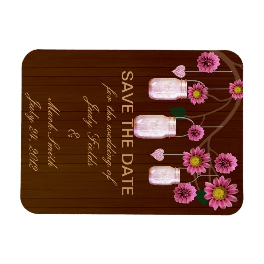 Magnet Flexible Pots en Mason Rose Rustique Enregistrer l'aimant D (Horizontal)