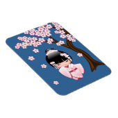 Magnet Flexible Poupée blanche Kimono Kokeshi - mignonne Geisha Gi (Côté Droit)