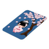 Magnet Flexible Poupée blanche Kimono Kokeshi - mignonne Geisha Gi (Côté Gauche)
