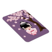 Magnet Flexible Poupée blanche Kimono Kokeshi - mignonne Geisha Gi (Côté Droit)