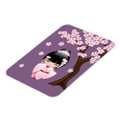 Magnet Flexible Poupée blanche Kimono Kokeshi - mignonne Geisha Gi (Côté Gauche)