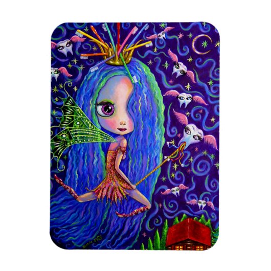 Magnet Flexible Poupée de dents gros yeux et de brosse à dents Cou (Vertical)