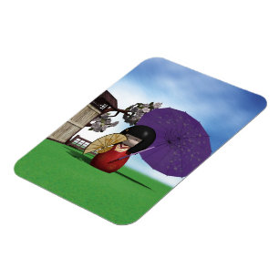 Magnet Flexible Poupée Kokeshi Japonaise Art Cerisier en Fleur