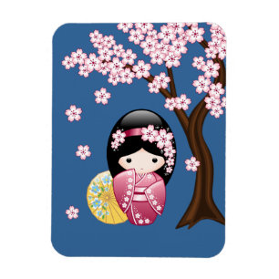Magnet Flexible Poupée Kokeshi Printemps - Cute Geisha Japonaise s