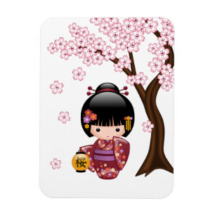 Magnet Flexible Poupée Sakura Kokeshi - jolie fille japonaise Geis