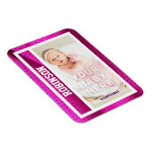 Magnet Flexible Première Carte de Baseball Bébé Maille Rose (Côté Droit)