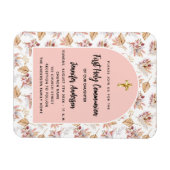 Magnet Flexible Première communion pampas fleurs rose invitation (Horizontal)