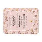 Magnet Flexible Première communion rose de fleurs d'or invitation (Horizontal)