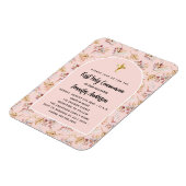 Magnet Flexible Première communion rose de fleurs d'or invitation (Côté Gauche)