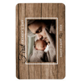 Magnet Flexible Première Fête des pères Photo Bois rustique (Vertical)