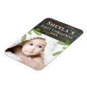 Magnet Flexible Première photo de Noël de Rustic Wood Baby (Côté Gauche)