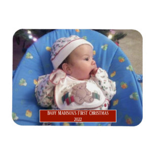 Magnet Flexible Première photo personnalisée de Noël du bébé