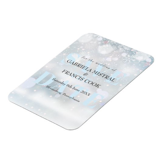 Magnet Flexible Premiers Snowflakes Enregistrer la date (Côté Gauche)