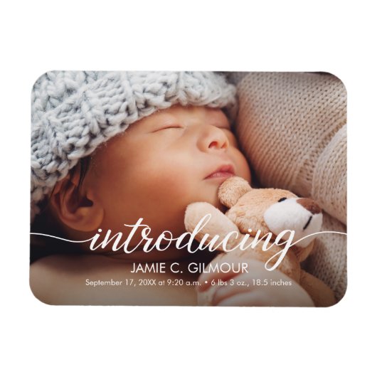 Magnet Flexible Présentation Baby Boy personnalisable photo de nom (Horizontal)