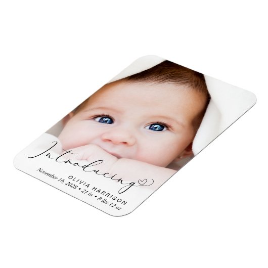 Magnet Flexible Présentation du Faire-part de naissance de script  (Côté Gauche)
