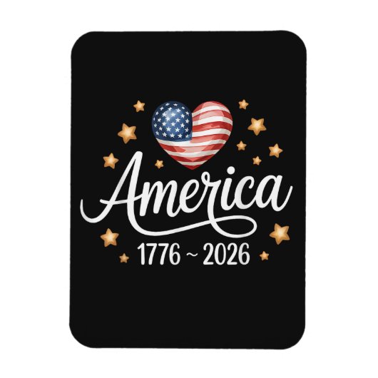 Magnet Flexible Pretty Flag Heart 1776-2026 July 4th 250th  (Vertical)