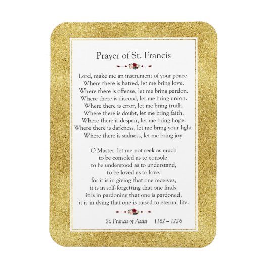 Magnet Flexible Prière de Paix de Saint François cadre de Parties  (Vertical)