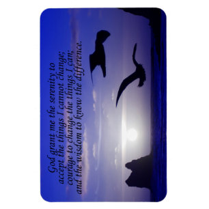 Magnet Flexible prière de sérénité double oiseau blues