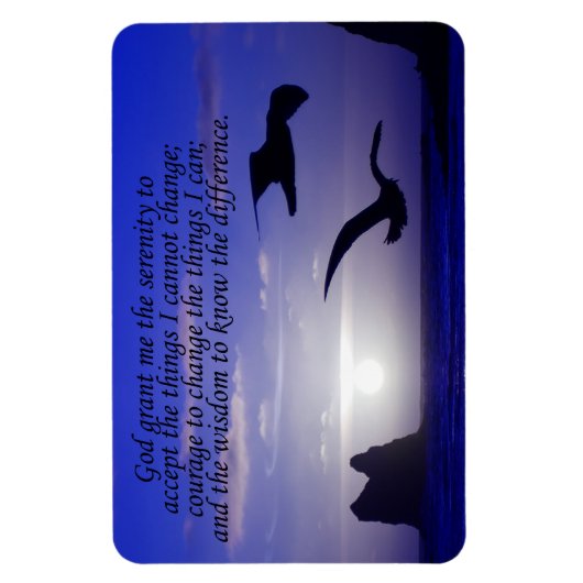 Magnet Flexible prière de sérénité double oiseau blues (Vertical)