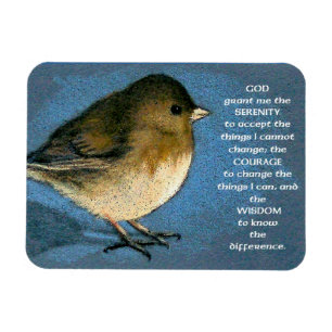 Magnet Flexible Prière de sérénité : Junco. Art de crayon de