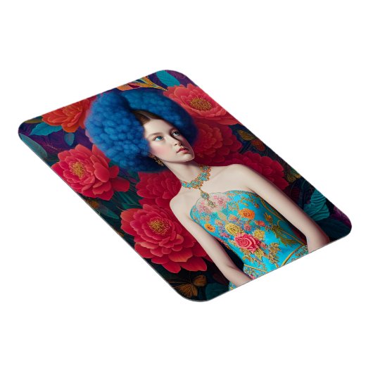 Magnet Flexible Princesse avec robe décorative bleue (Côté Droit)