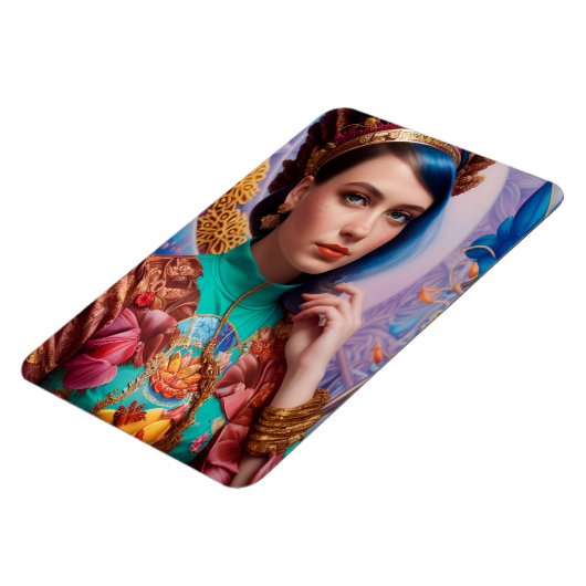 Magnet Flexible Princesse avec tenue turquoise décorative (Côté Gauche)