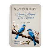 Magnet Flexible Printemps Bluebirds Enregistrer la date (Vertical)