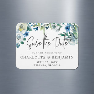 Magnet Flexible Printemps Moderne Floral Chic Blue Enregistrer La 