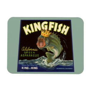 Magnet Flexible Produit vintage Can Étiquette Art, Kingfish Aspara