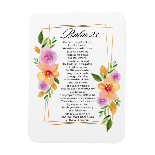 Magnet Flexible Psalm 23 Floral Geometric Frame (Vertical)
