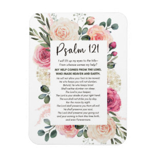 Magnet Flexible Psaume 121 Je lèverai mes yeux Bible florale