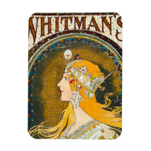 Magnet Flexible Publicité d'Alphonse Mucha Vintage Whitman