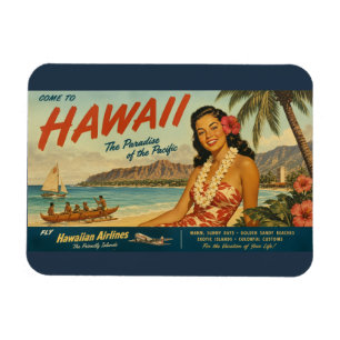Magnet Flexible Publicité de voyage hawaïen de style vintage