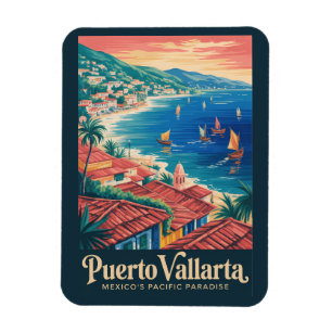 Magnet Flexible Puerto Vallarta Mexique Illustration de voyage de