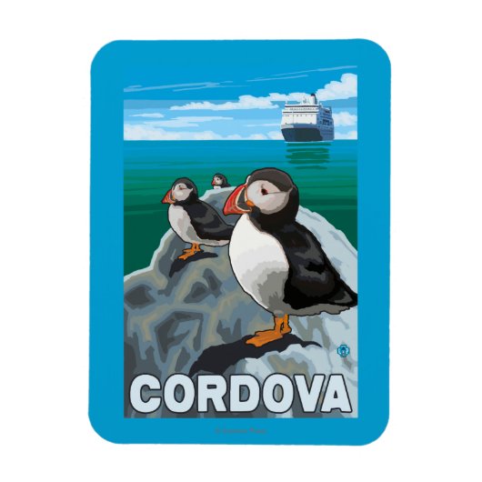 Magnet Flexible Puffins & Cruise Ship - Cordova, Alaska (Vertical)